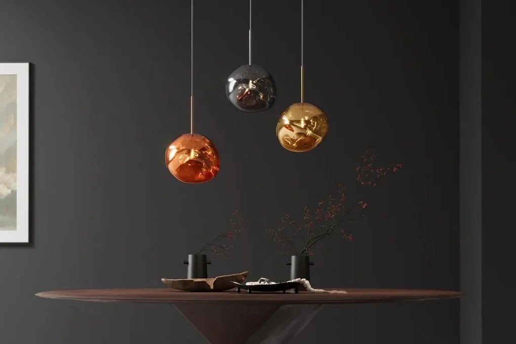 Lustra, Pendul modern cu glob sticla cupru LIQUID DIAMOND 20cm