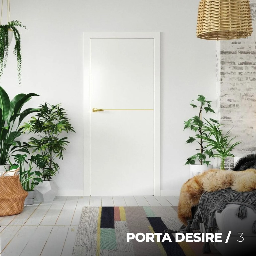 Usa de interior PORTA DESIRE cu insertii metalice aurii - Model 3 240-300 mm, Alb