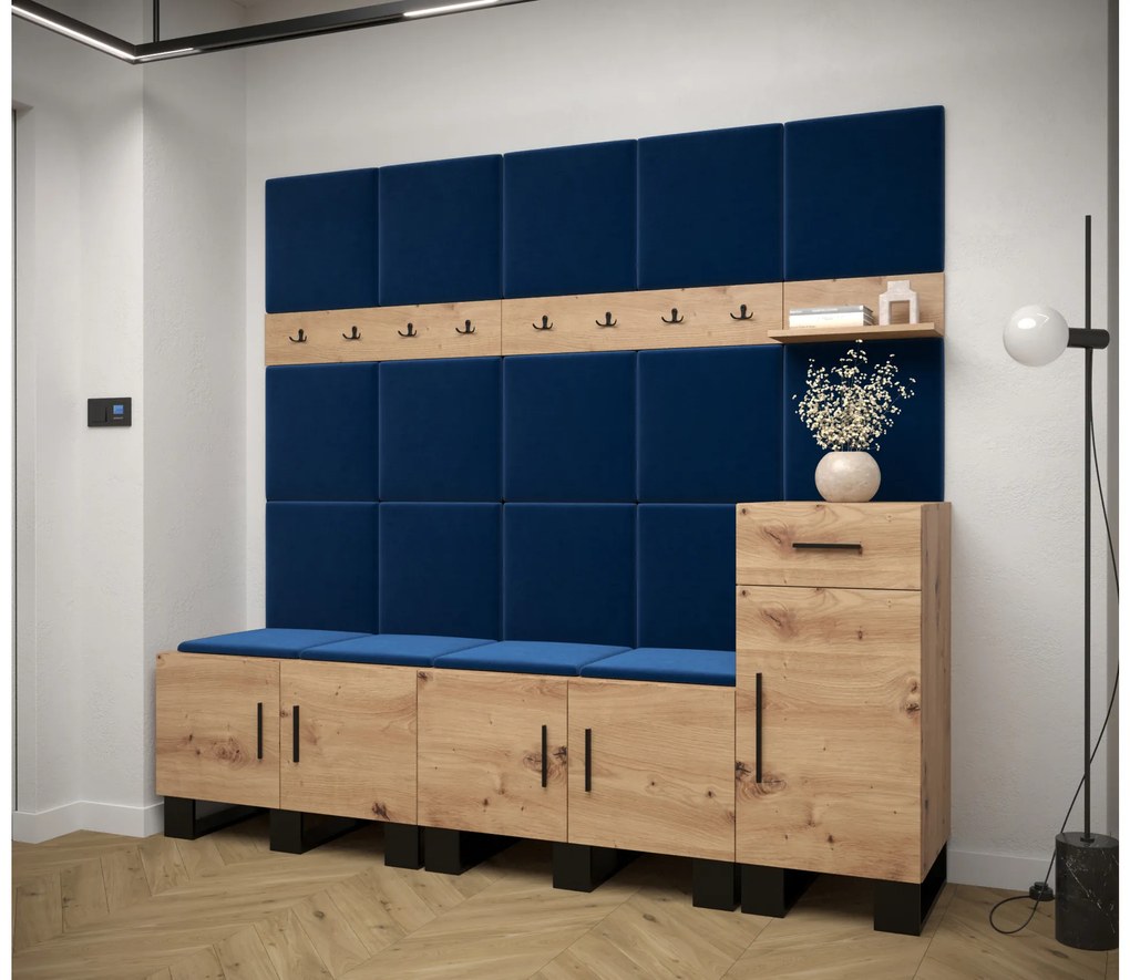 Set mobilier pentru hol Amanda 8 (Stejar artisan + Albastru). 1085925