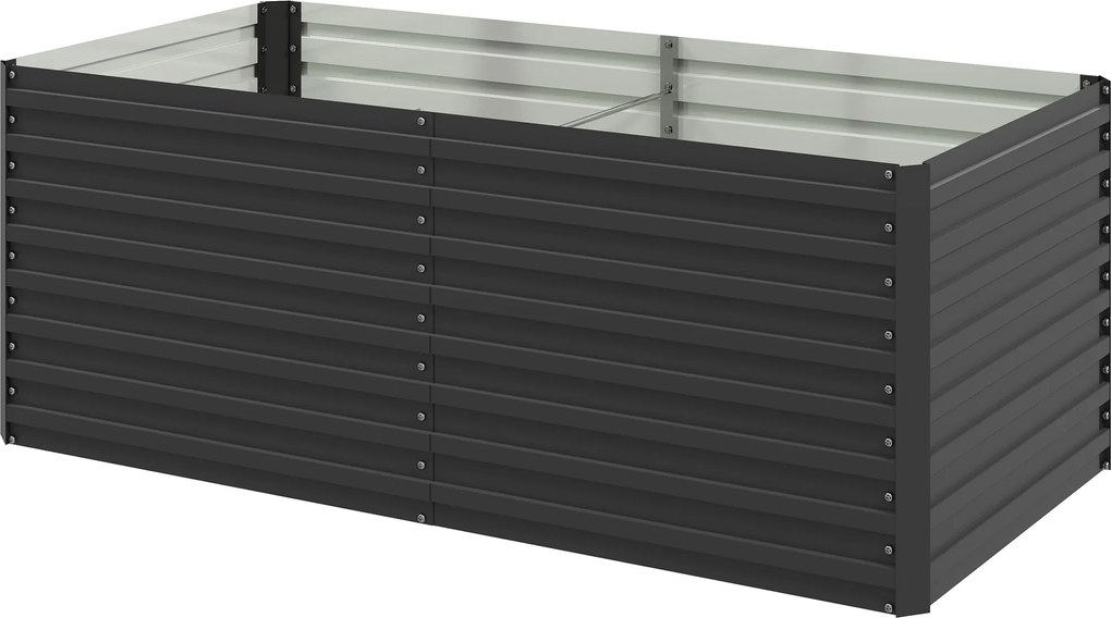 Outsunny Jardinieră ridicată galvanizată dreptunghiulară pentru exterior - fund deschis - 160 x 80 x 60 cm, gri | Aosom Romania