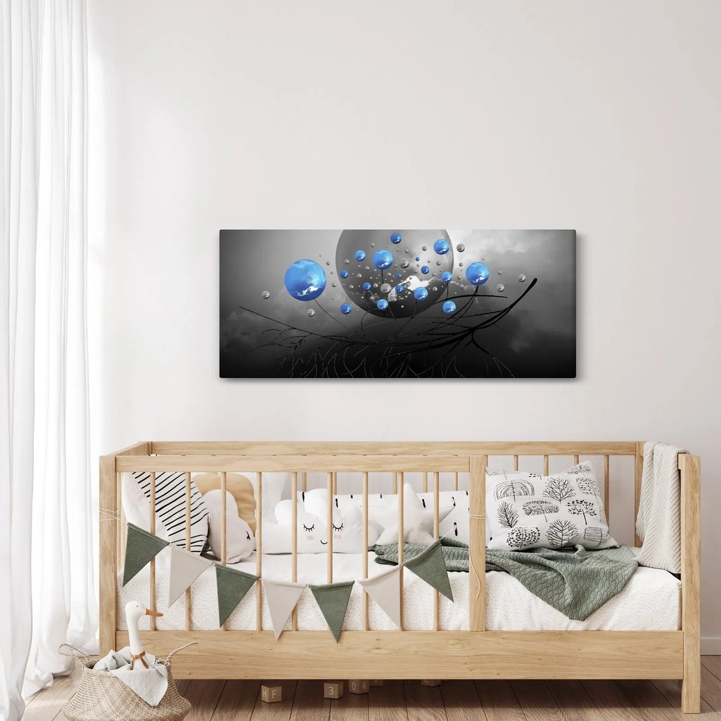 Tabloul cu bile abstracte albastre (120x50 cm)