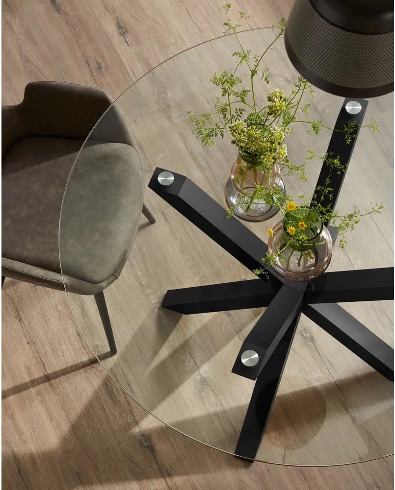 Masă rotundă dining cu blat din sticlă Kave Home, ø 119 cm