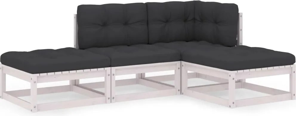 vidaXL Set mobilier de grădină cu perne, 4 piese, lemn masiv de pin