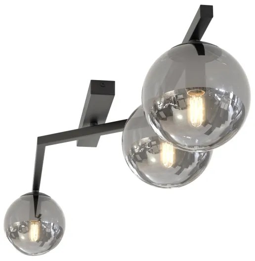 Plafonieră NATON, 3x E14, 10W, 230V, negru/fumuriu