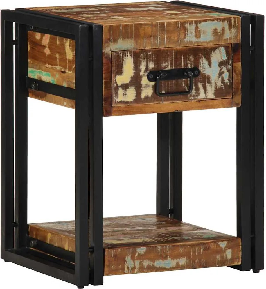 vidaXL Dulap de noapte Multicolour 40 x 35 x 50 cm Lemn masiv reciclat