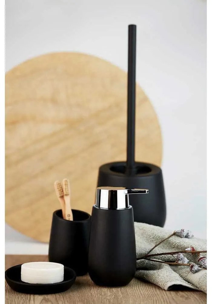 Perie de WC negru-mat din ceramică Badi – Wenko