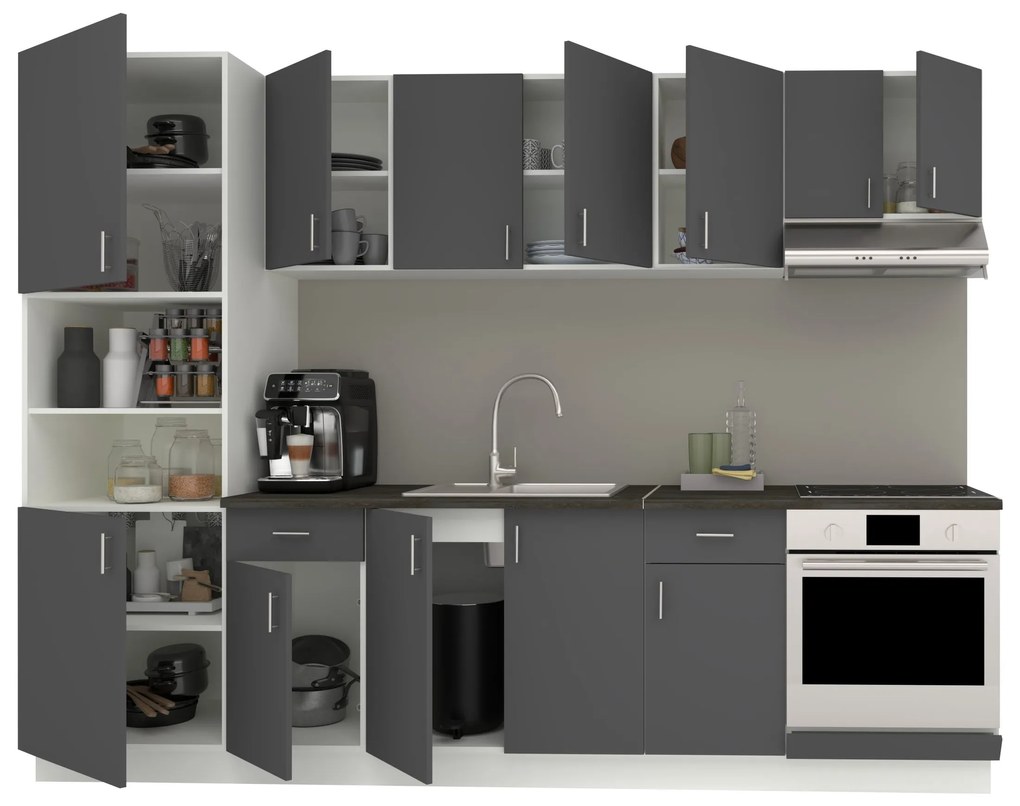 Set Bucatarie Karo V24, Antracit/Alb, Blat Thermo 28 mm, L 280 cm