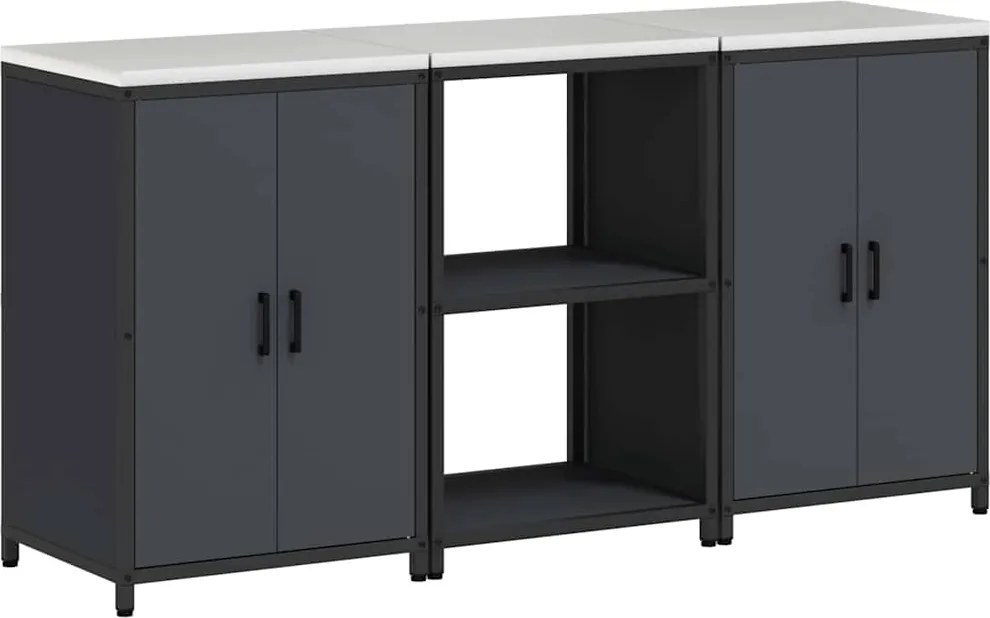 vidaXL Set de depozitare pentru bucătărie cu raft 3 pcs Antracit