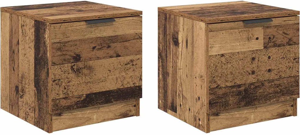 vidaXL Dulap de pat 2 pcs Lemn vechi 40 x 39 x 40cm Lemn compozit