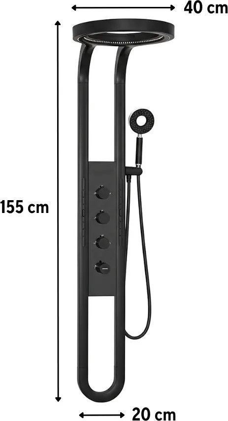 Panou duș hidromasaj Aquajet negru