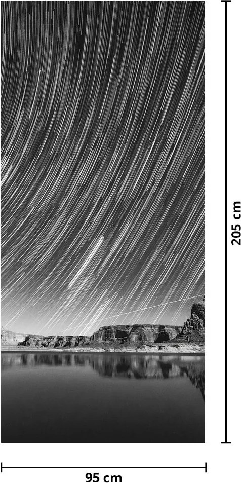 Fototapet pentru ușă - Cerul înstelat alb-negru (95x205cm)
