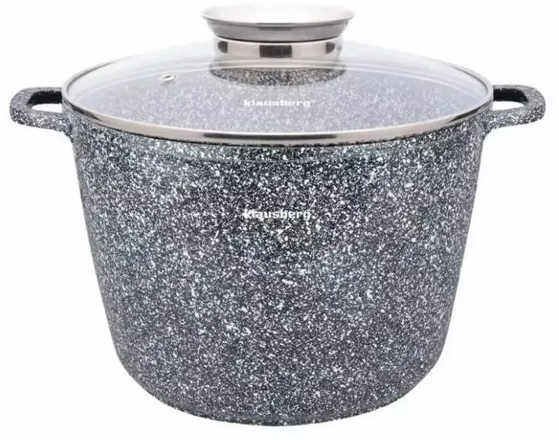 Oală cu capac 24 cm, 6.2L – Klausberg KB 7525, gri, strat antiaderent cu marmură, curățare ușoară și design modern