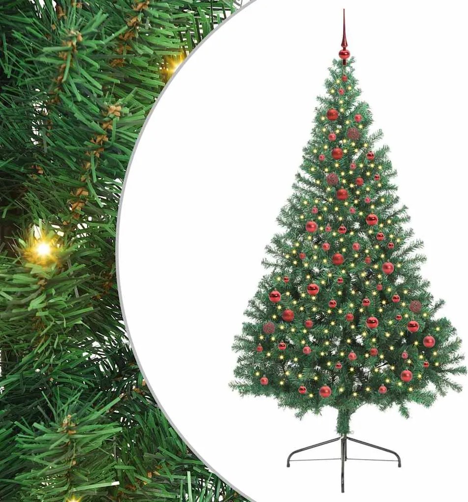 vidaXL Pom de Crăciun artificial pre-iluminat Verde 210 cm PVC