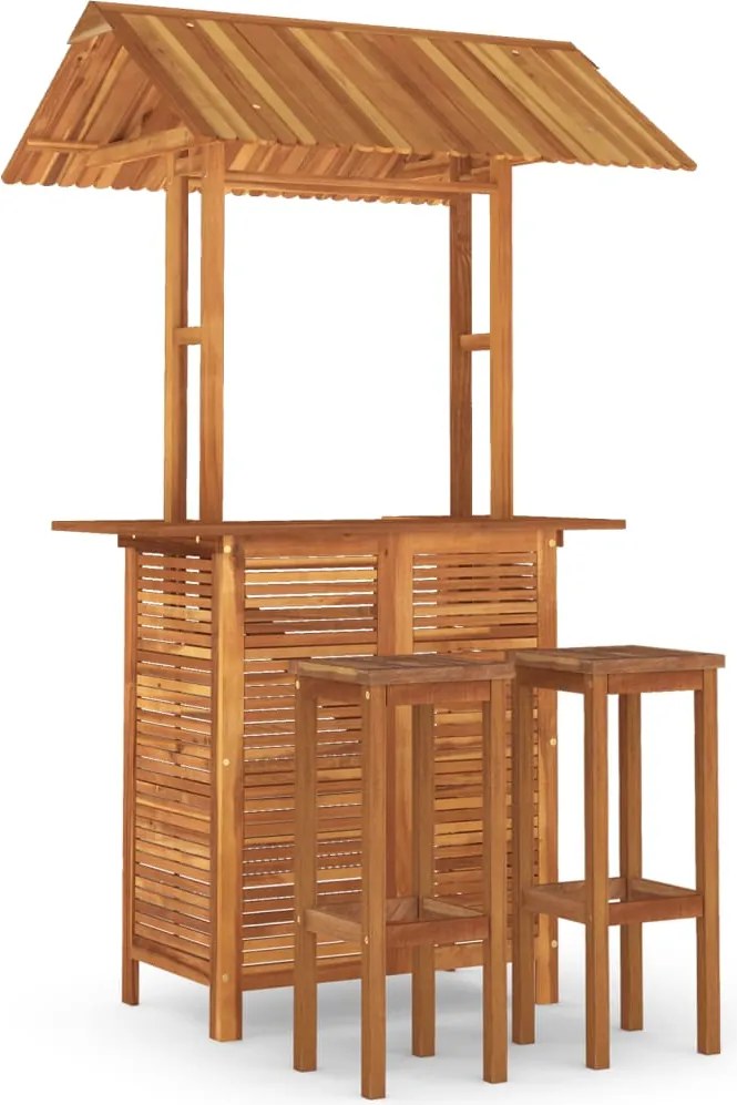 vidaXL Set mobilier de bar de grădină, 3 piese, lemn masiv de acacia