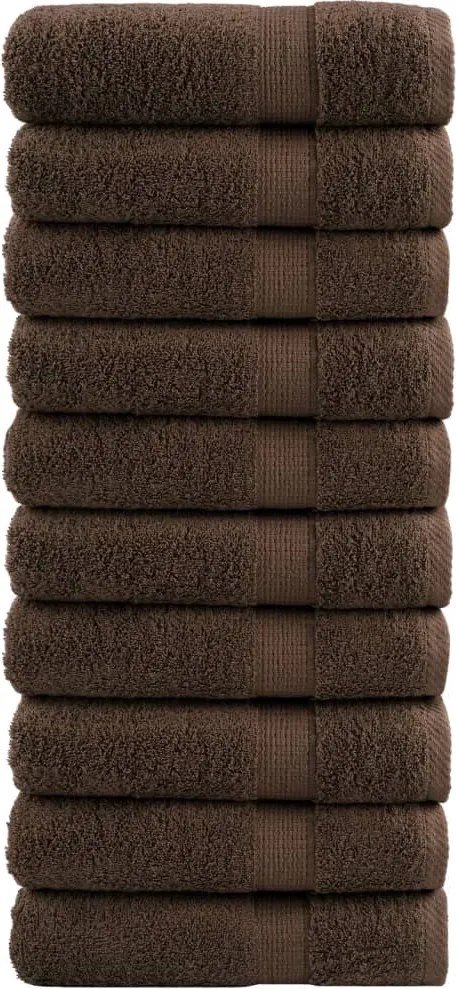 vidaXL Prosoape de mâini premium, SOLUND 10 buc maro 50x100cm 600gsm