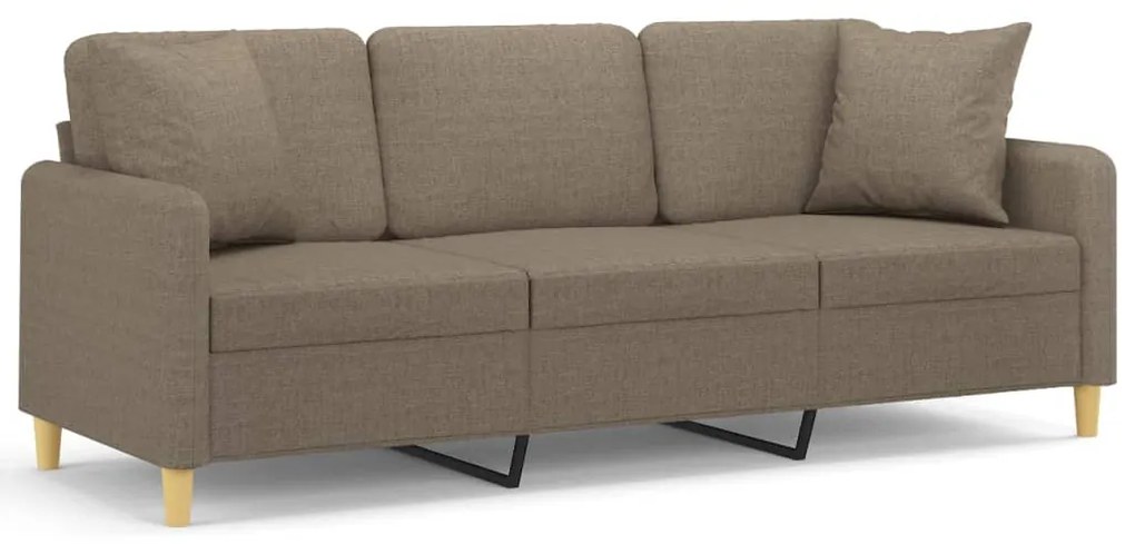 3153152 vidaXL Canapea cu 3 locuri cu perne&pernuțe gri taupe 180 cm textil