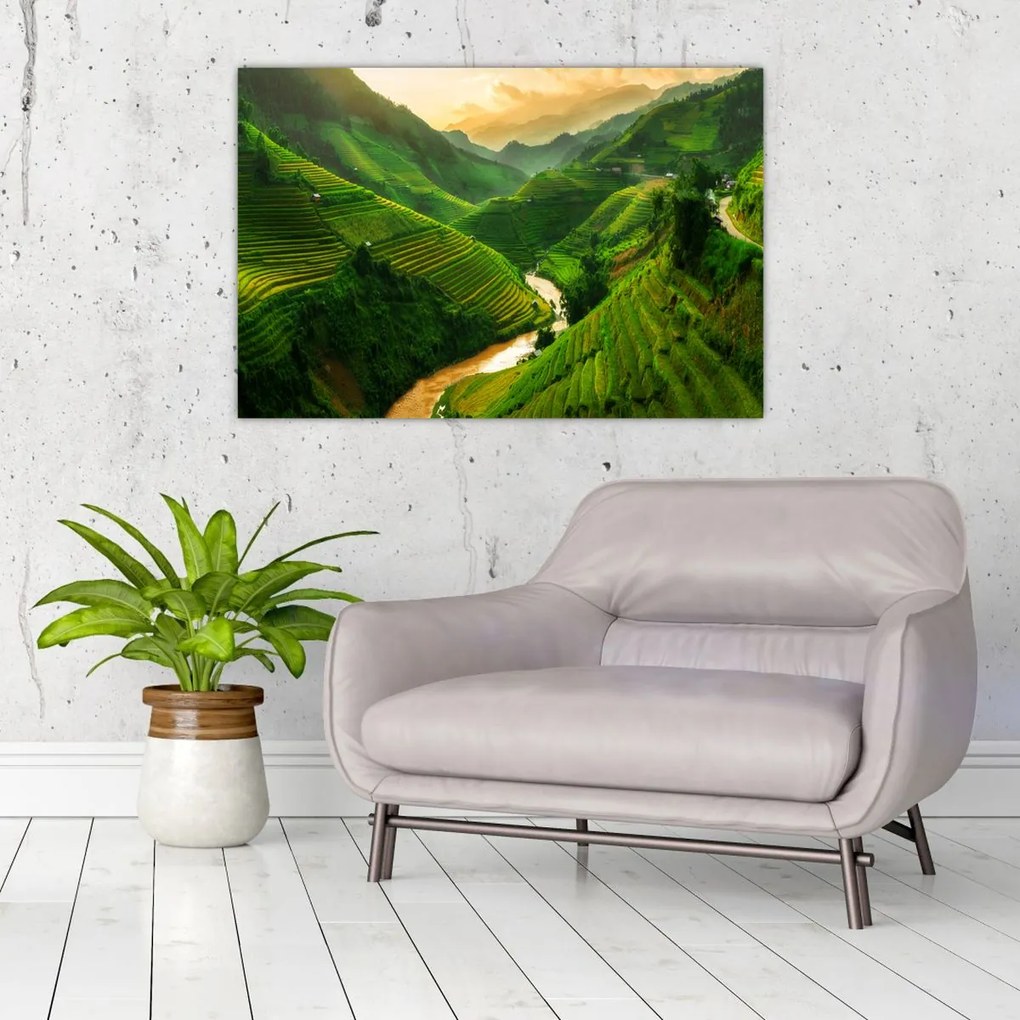 Tablou - Terase de orez Mu Cang Chai (90x60 cm)