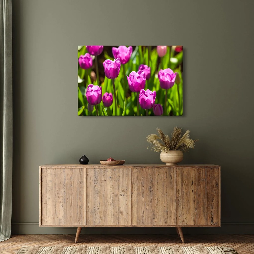 Tablou cu lale pe luncă (90x60 cm)