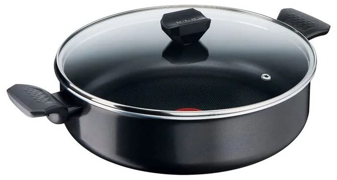Tefal B5677253 SHAL28LID B LENA SIMPLY CLEAN B, 28 cm, Acoperire antiaderentă din titan, Indicator de temperatură cu termo-semnal, Negru