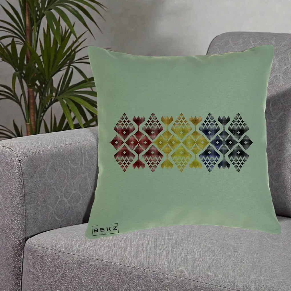Perna Personalizata Motiv Tricolor Romanesc Broderie, 40x40 cm, Verde, Husa Detasabila, Perna Inclusa, BEKZ®