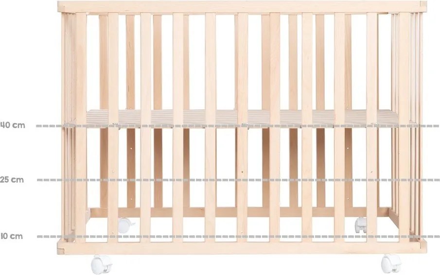 Țarc pentru copii în culoare naturală cu roți 100x75 cm Jumbo Twins – Roba