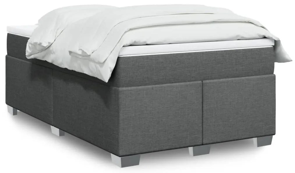 vidaXL Pat box spring cu saltea, gri închis, 120x200 cm, textil