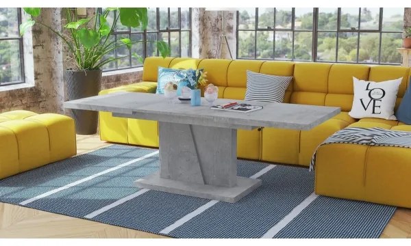 Masă extensibilă de cafea/servire NINO cu blat cu mecanism de ridicare, beton gri