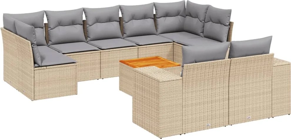 vidaXL Set canapele de grădină cu perne, 10 piese, bej, poliratan