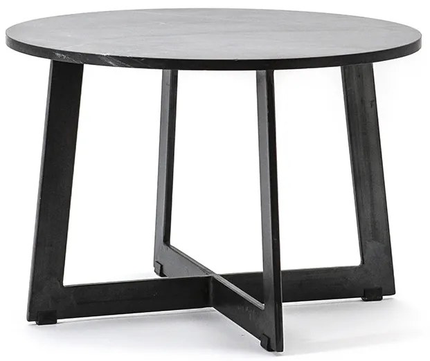 Masuta de cafea rotunda din marmura si metal Major 60x60x40 cm neagra