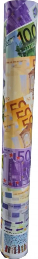 Tun confetii NOVOKIDS™ Party Tube, Lungime 80 cm, Cu aer comprimat, Model bancnote euro