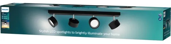 Spot LED BRACIA 4xLED/5,5W/230V negru Philips