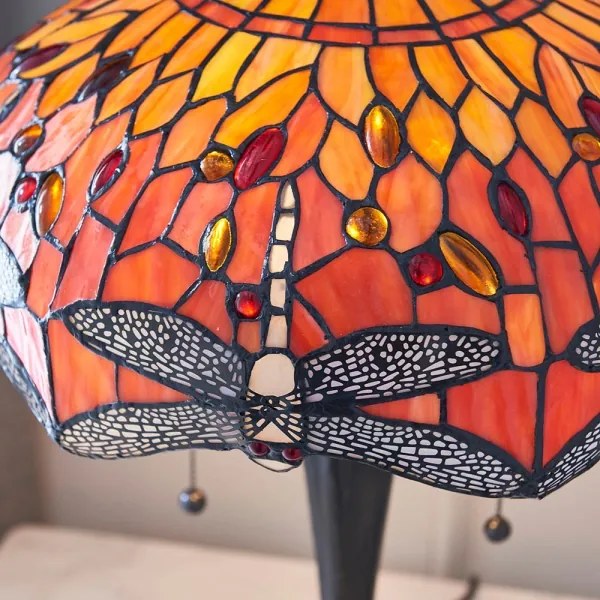 Endon 64093 - Lampă de masă Tiffany DRAGONFLY, Ø 41 cm, 2xE27/60W/230V