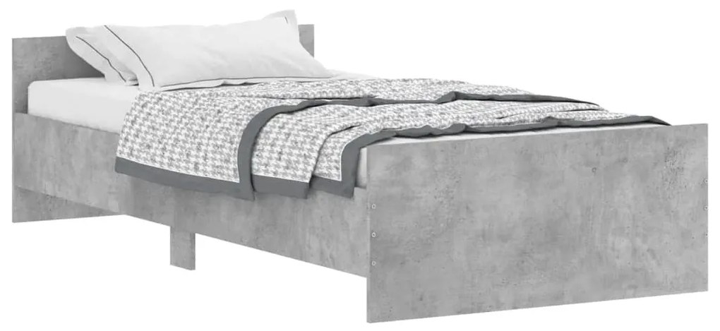 835935 vidaXL Cadru de pat, gri beton, 100x200 cm, lemn prelucrat