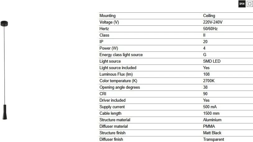Pendul LED stil minimalist NINA negru