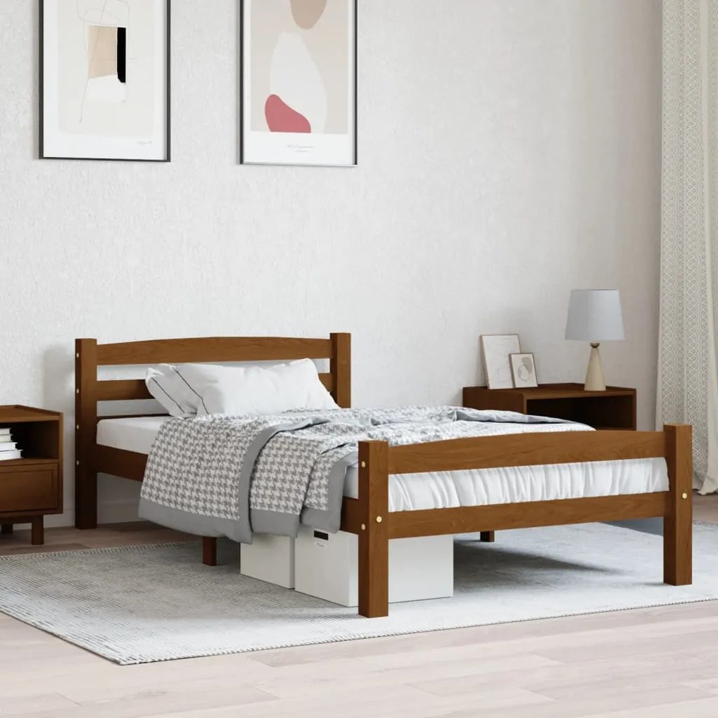 vidaXL Cadru de pat, maro miere, 100x200 cm, lemn masiv de pin