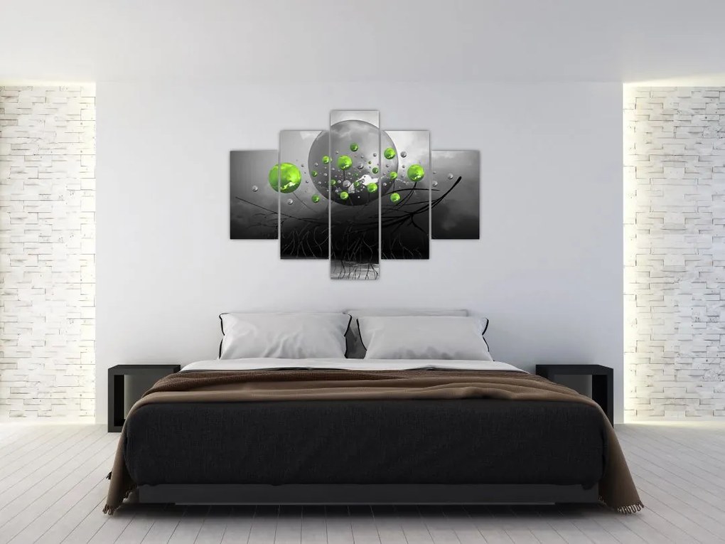 Tabloul cu bile abstracte verzi (150x105 cm)