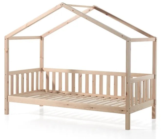 Pat pentru copii în formă de căsuță din lemn de pin Vipack Dallas, 90 x 200 cm