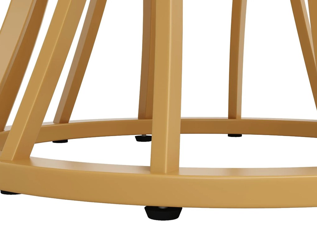 Masă rotundă pentru 4 persoane, Alb+Auriu | Aosom Romania