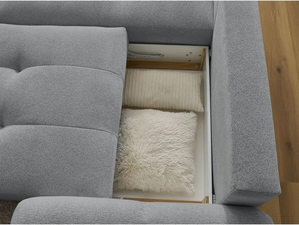 Colțar gri extensibil/cu spațiu de depozitare cu tapițerie din chenille (cu colț pe partea stângă/cu șezlong) Roxelane – Bobochic Paris