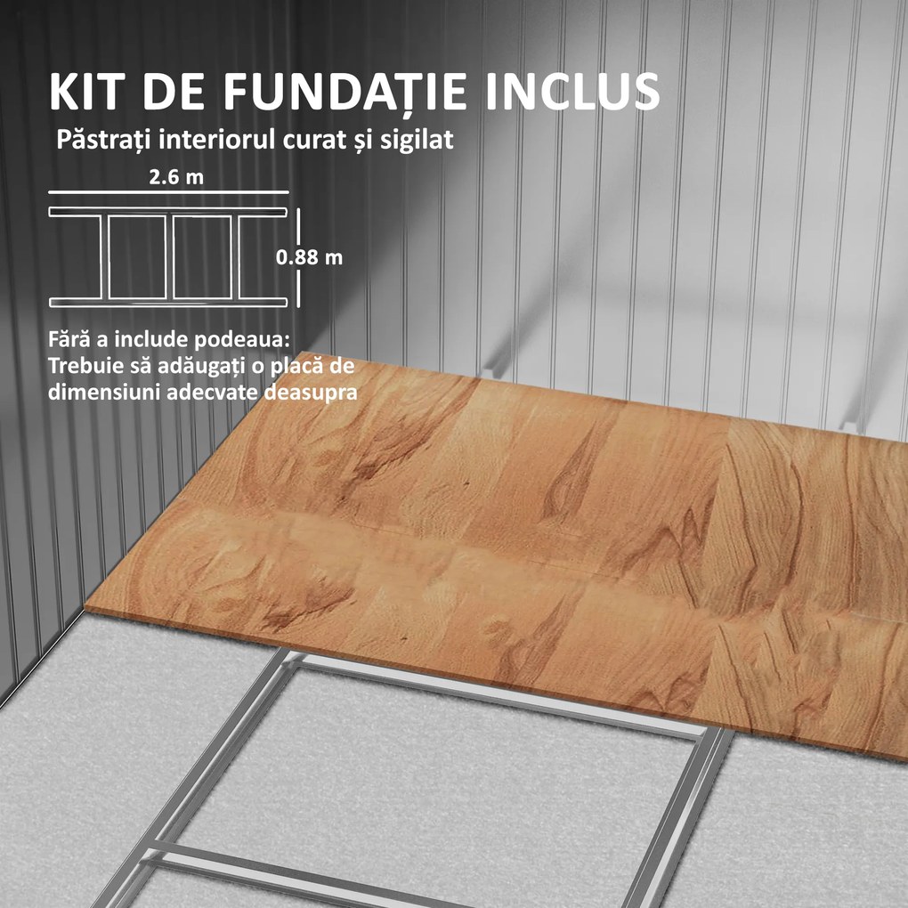 Outsunny Magazie de Grădină din Oțel cu 2 Uși Glisante, Maro | Aosom Romania
