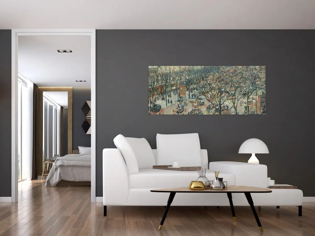 Tablou - Camille Pissarro, Boulevard des Italiens, Morning, Sunlight, reproducere (120x50 cm)