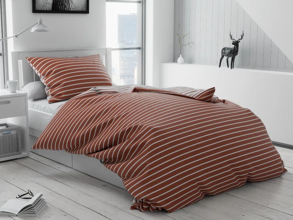 Lenjerie de pat bumbac Caprivi maro Tip plic hotel Dimensiune lenjerie de pat: 70 x 90 cm | 140 x 200 cm