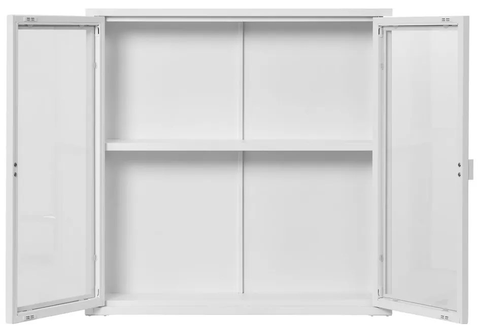 Dulap de prezentare Brisbane, 2 uși, oțel, alb 80x18x80 cm