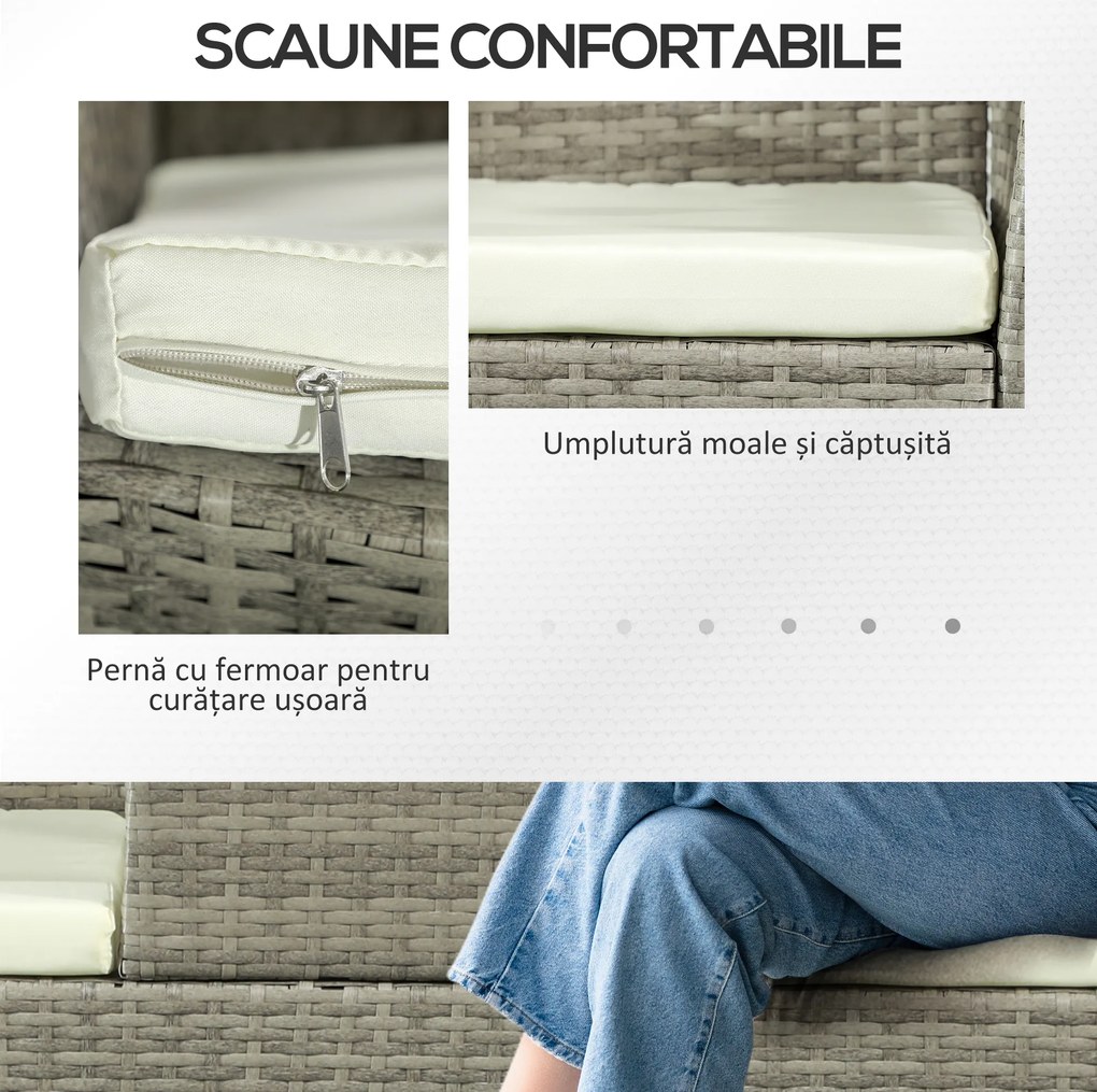 Outsunny Bancă din ratan pentru 2 persoane pentru grădină, scaun | Aosom Romania