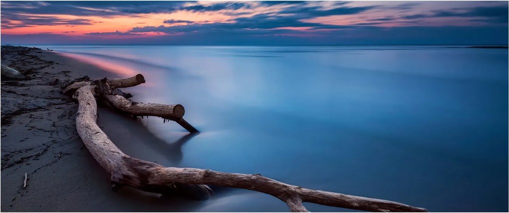 Tablou cu plaja în apus de soare (120x50 cm)