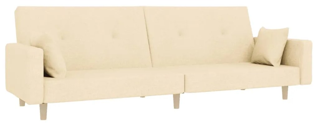 337323 vidaXL Canapea extensibilă cu 2 locuri, 2 perne, crem, textil