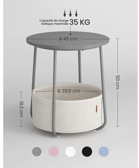 Masuta Rotunda Cu Cos, Gri Si Alb