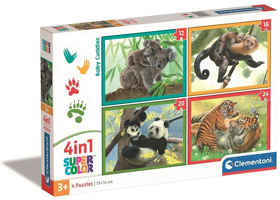 Animale Baby Cuddles Puzzle 4 în 1 Clementoni