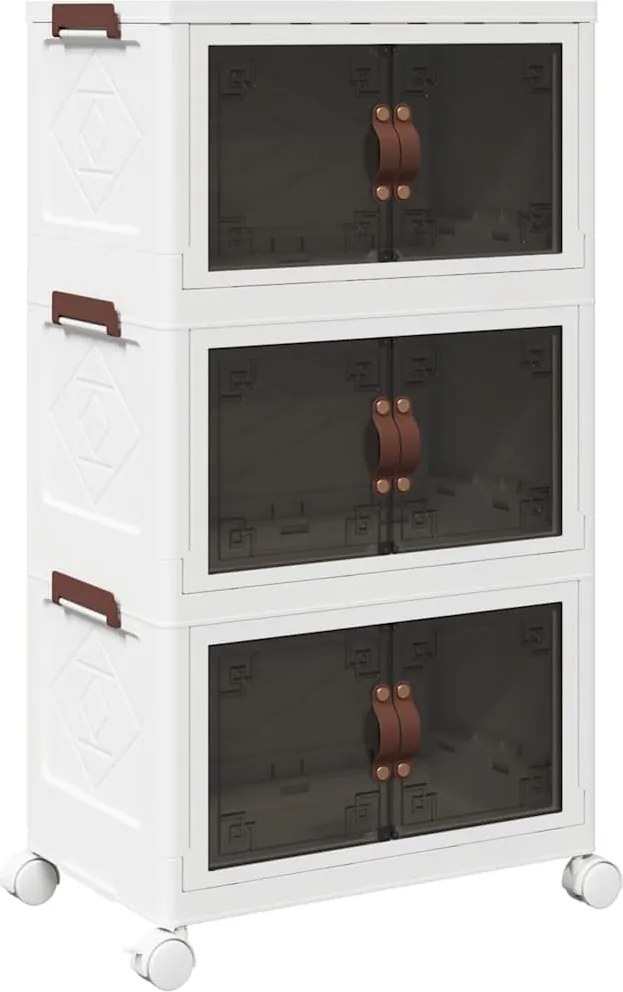 vidaXL Cutie de depozitare stivuită cu roți 28 L 48,5x29,5x86 cm