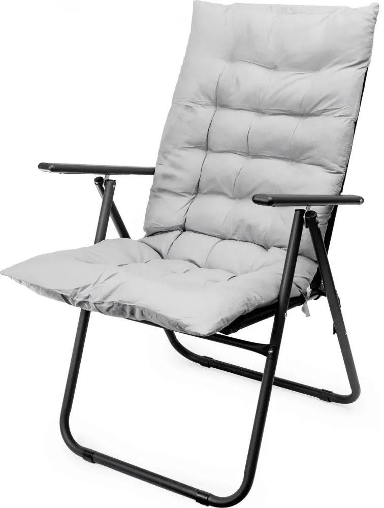 Scaun pliabil de drumeție cu saltea negru/gri